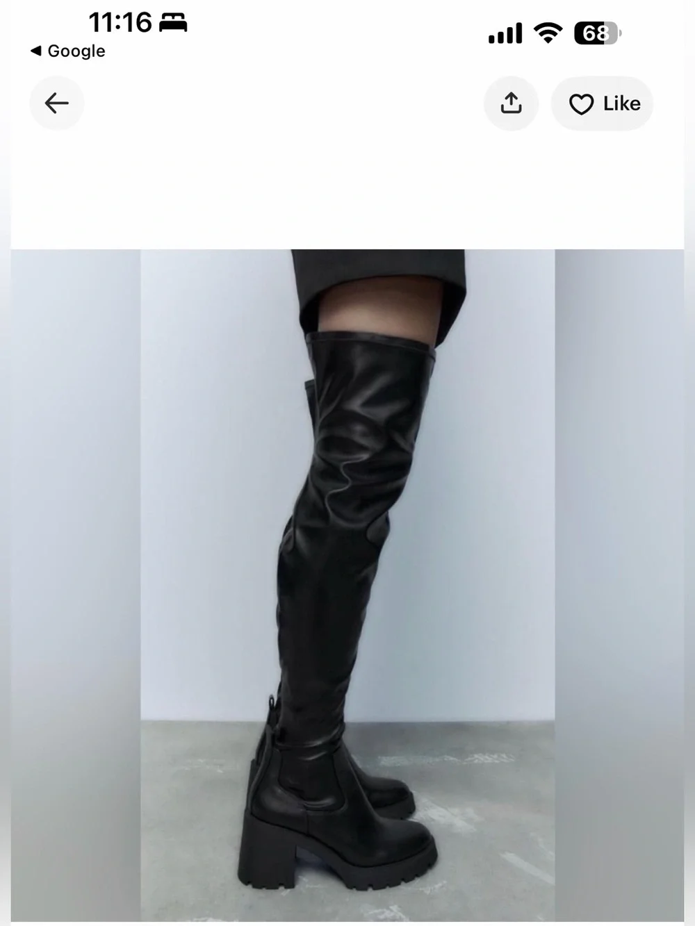 Zara Black Over-the-Knee Chunky Heel Boots - Women
